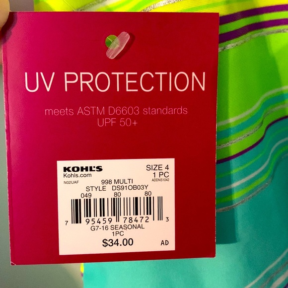 NWT! Rainbow Stripe Bathing Suit! Size 4 - Picture 5 of 5